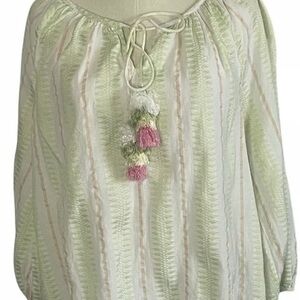 Philosophy Light Green and Pink Blouse